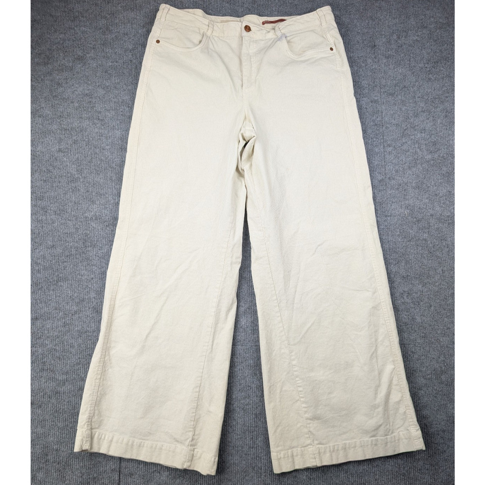 Pilcro Wide Leg Corduroy Pants Womens 33 Gwen Boho Southwestern Rodeo Y2K Cream
